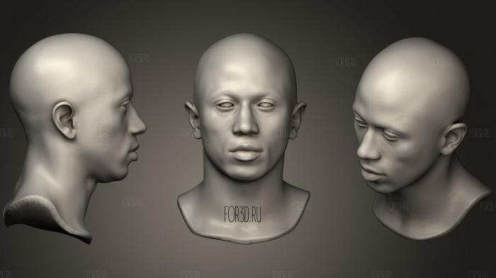 Black Man Head 7 stl model for CNC